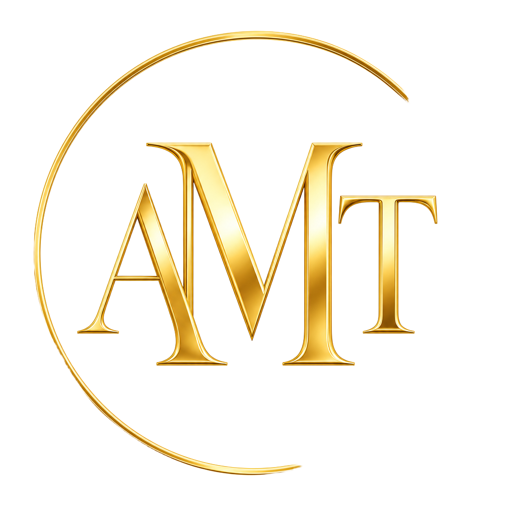 AMT gold and yellow monogram logo